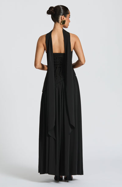 Vestido elegante feminino, sem alças, para ocasiões especiais noturnas, estilo maxi.