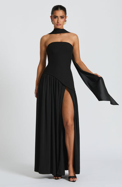 Vestido de festa longo, elegante, moda feminina, para verão, com fenda.