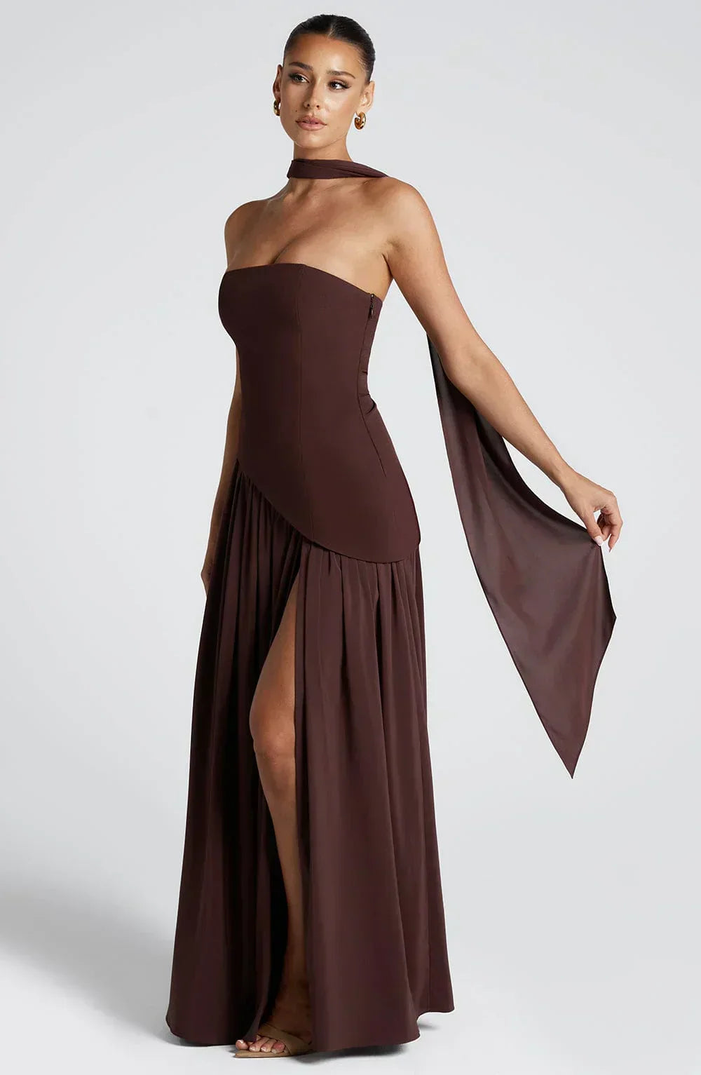 Vestido elegante feminino para eventos noturnos, moda verão, estilo maxi, com fenda.