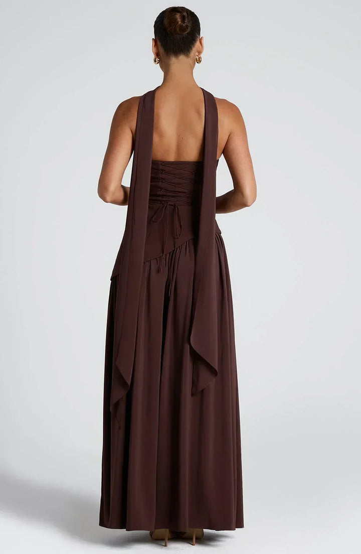 Vestido de noite elegante para mulher, estilo maxi, ideal para verão, com fenda.