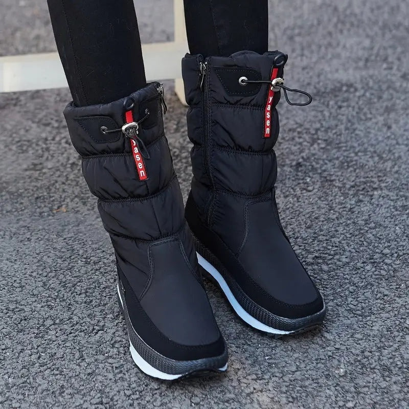 Botas de neve femininas impermeáveis, acolchoadas. Perfeitas para manter os pés quentes e secos na neve e inverno.