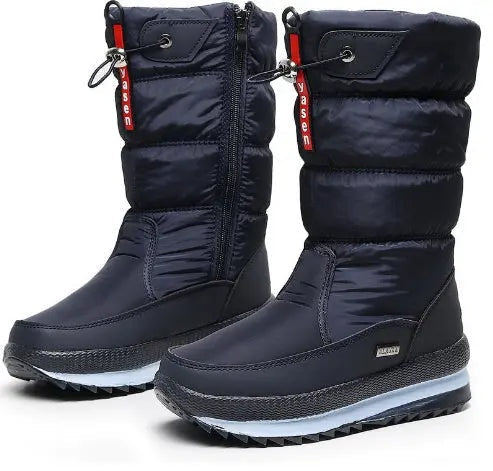 Botas femininas de neve, cano médio, impermeáveis. Estilo e conforto para a moda inverno, com sola antiderrapante.