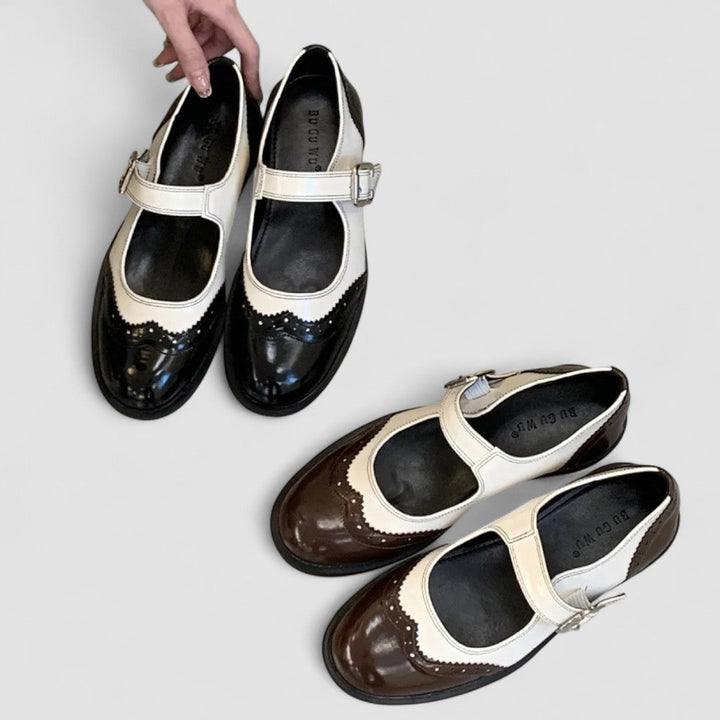 Sapatos Mary Jane de mulher, estilo retro Oxford, fivela, conforto e elegância no dia a dia.