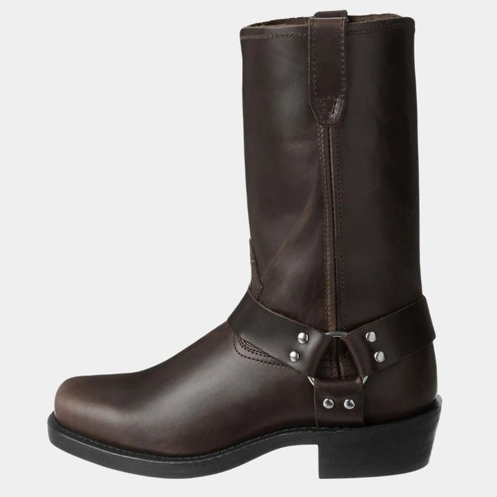 Botas cowboy femininas de cano alto com detalhes western. Estilo biker marcante para um calçado de mulher trendy.