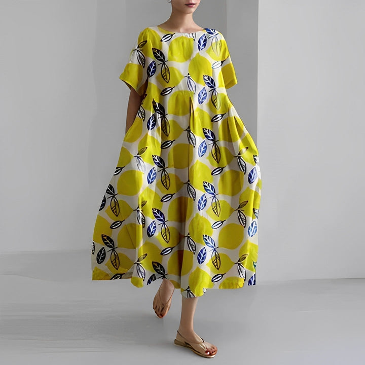 Vestido de verão feminino maxi floral estampado, estilo boho. Perfeito para a praia, com caimento leve e solto.