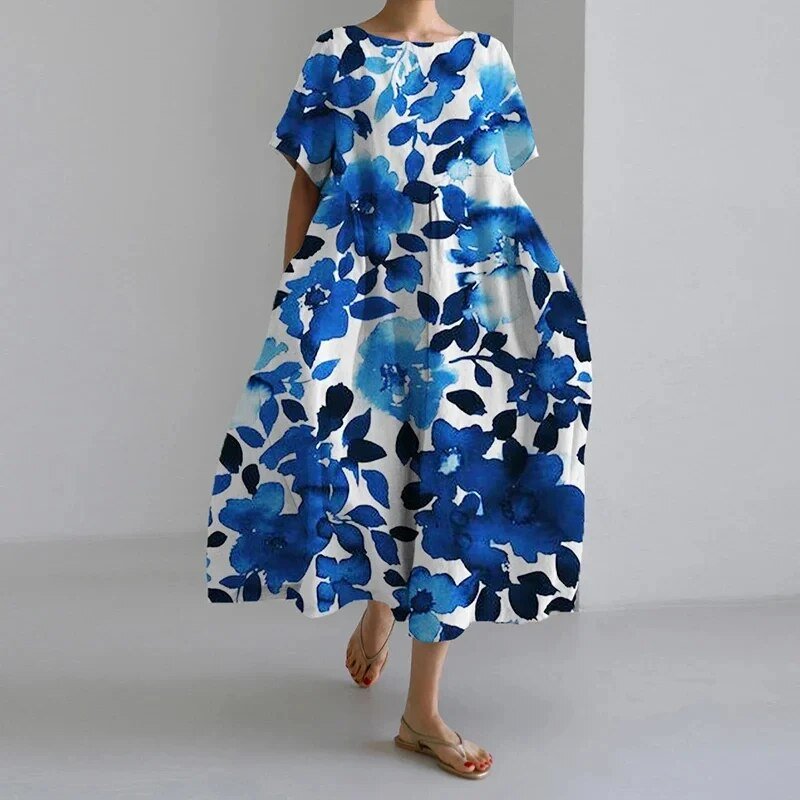 Vestido floral maxi feminino para verão/primavera. Estilo boho casual, elegante e com conforto, ideal para diversas ocasiões.