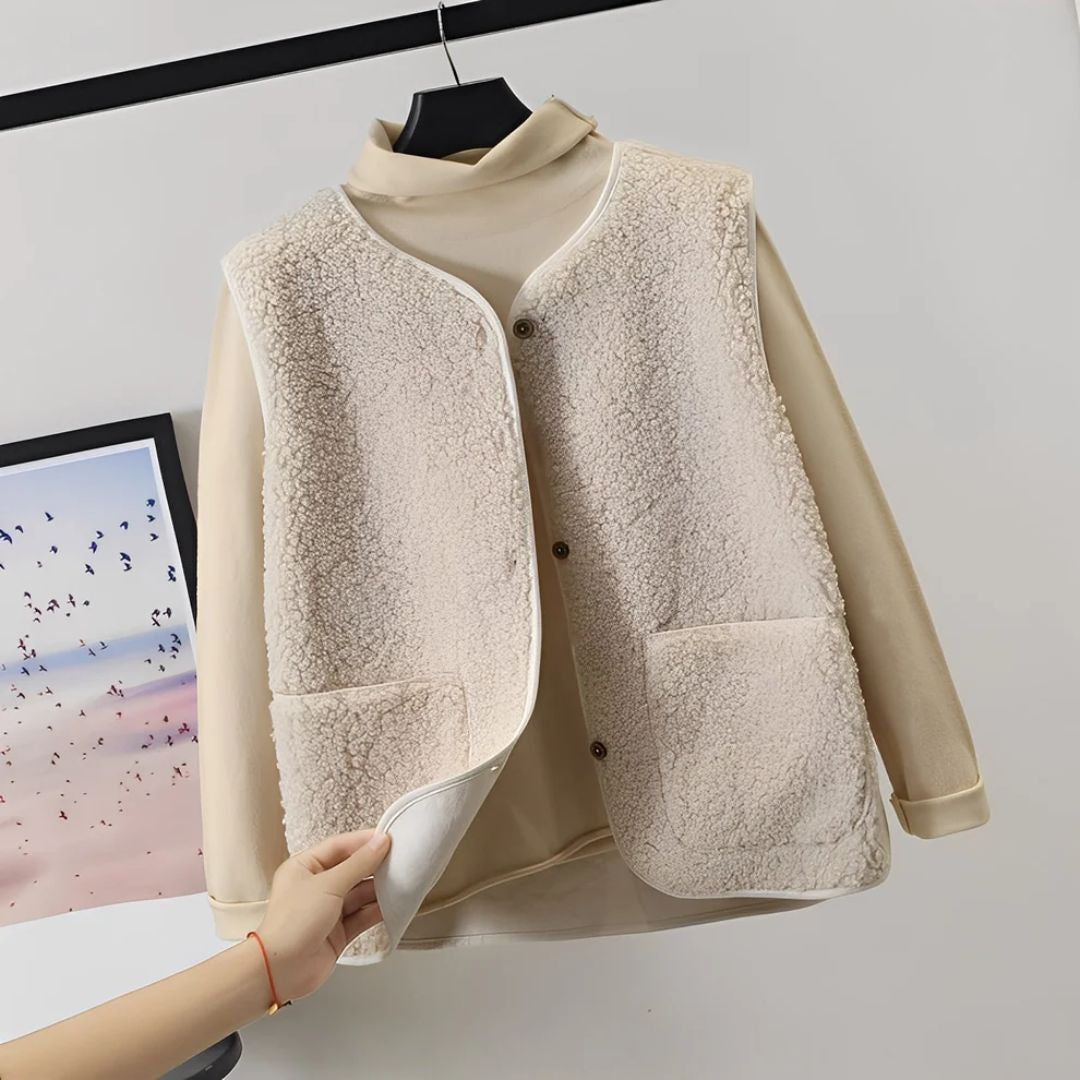 Colete feminino elegante e confortável para o dia a dia, perfeito para camadas de outono/inverno.
