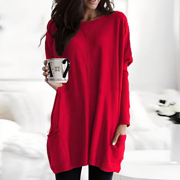 Camisola feminina moderna, ideal para o outono e inverno, com conforto e estilo.
