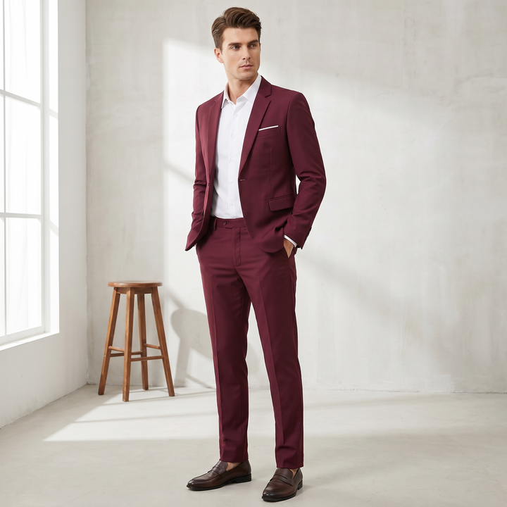 Conjunto de terno masculino formal e elegante para casamento, festa e eventos sociais importantes.