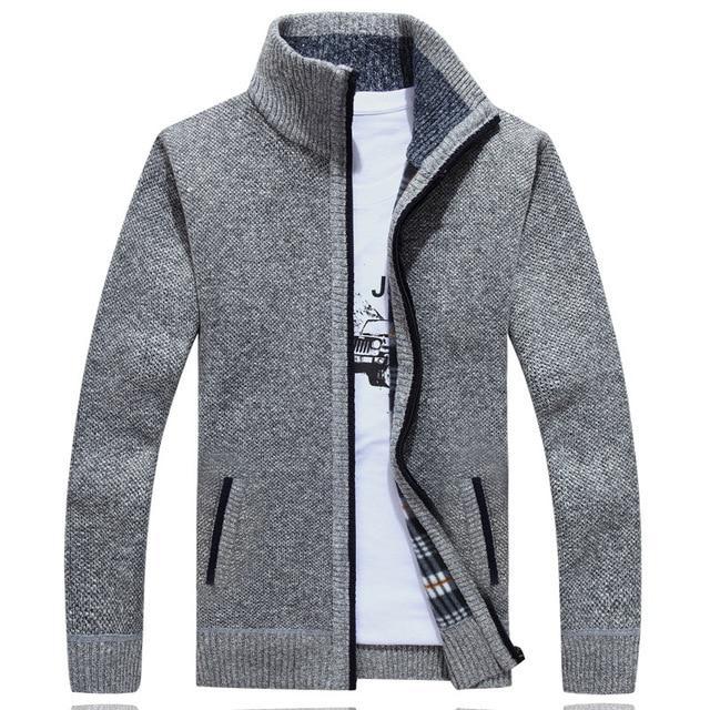Casaco de inverno masculino com zíper, material macio e aquecimento. Roupa masculina de moda inverno e conforto.