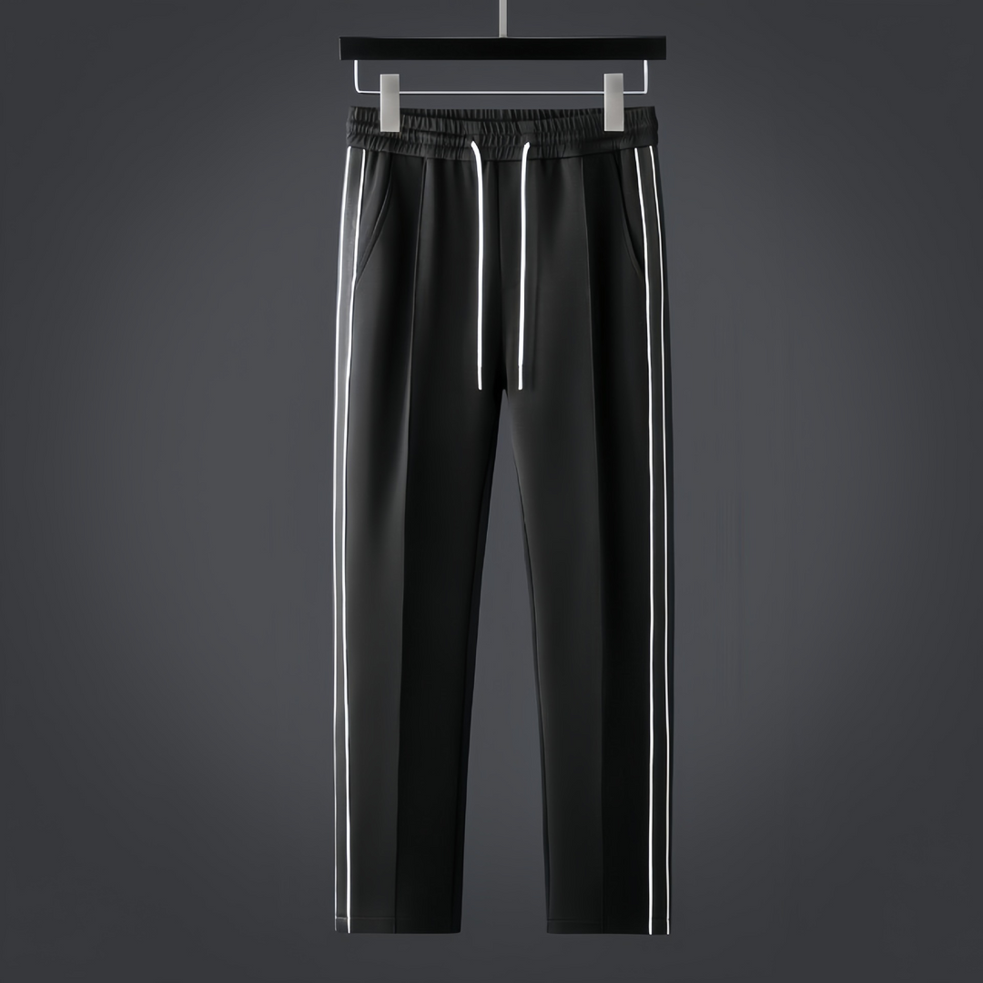 Fato de treino lycra masculino branco e preto, confortável para desporto ou uso casual.