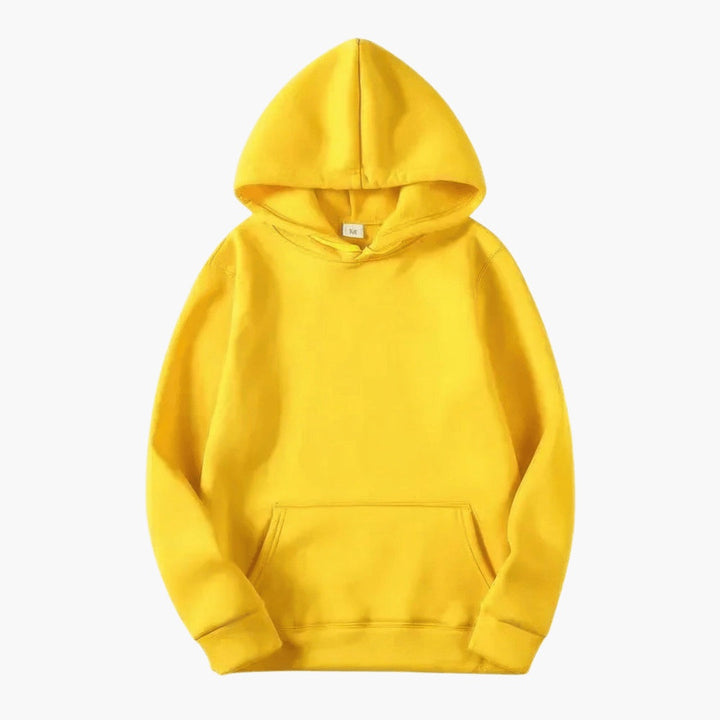 Vista traseira do hoodie masculino cinzento, destacando o corte e o tecido confortável da camisola.