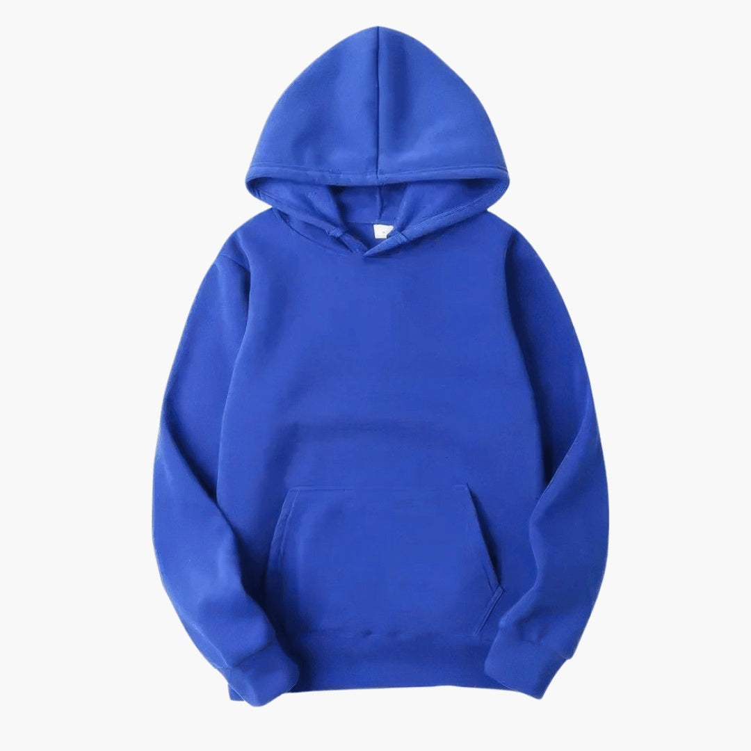 Capuz confortável do hoodie masculino cinzento, ideal para proteção e um look descontraído.