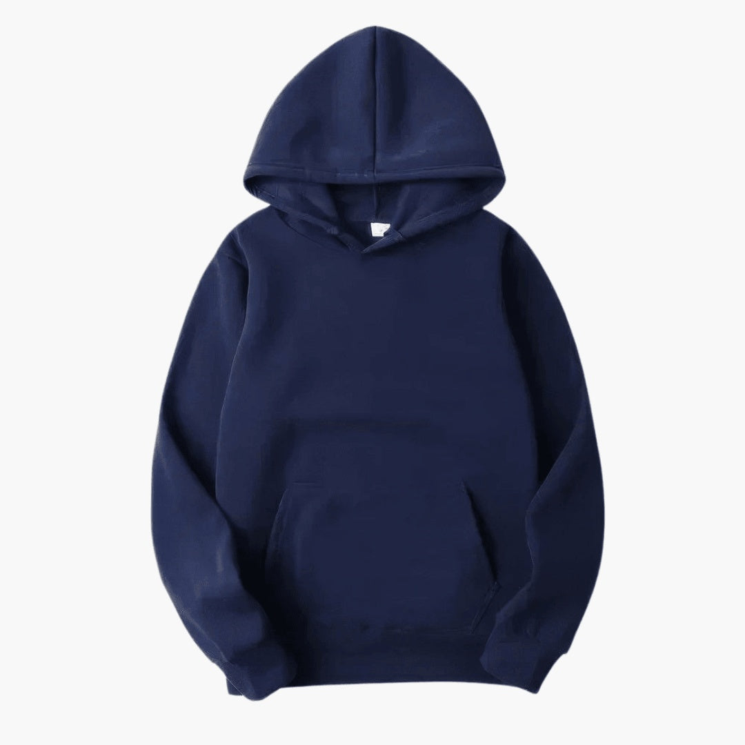 Bolso canguru prático do hoodie masculino, essencial para guardar itens e aquecer as mãos.