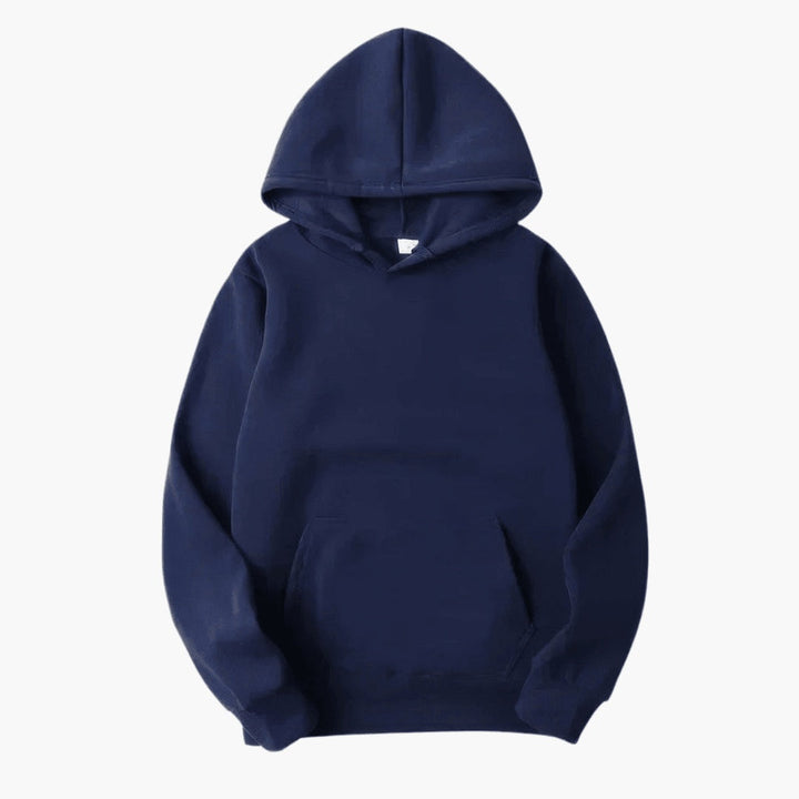 Bolso canguru prático do hoodie masculino, essencial para guardar itens e aquecer as mãos.