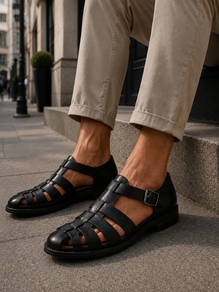 Sandálias homem estilo pescador fechadas, duráveis para atividades de verão, praia e viagem. Conforto garantido.