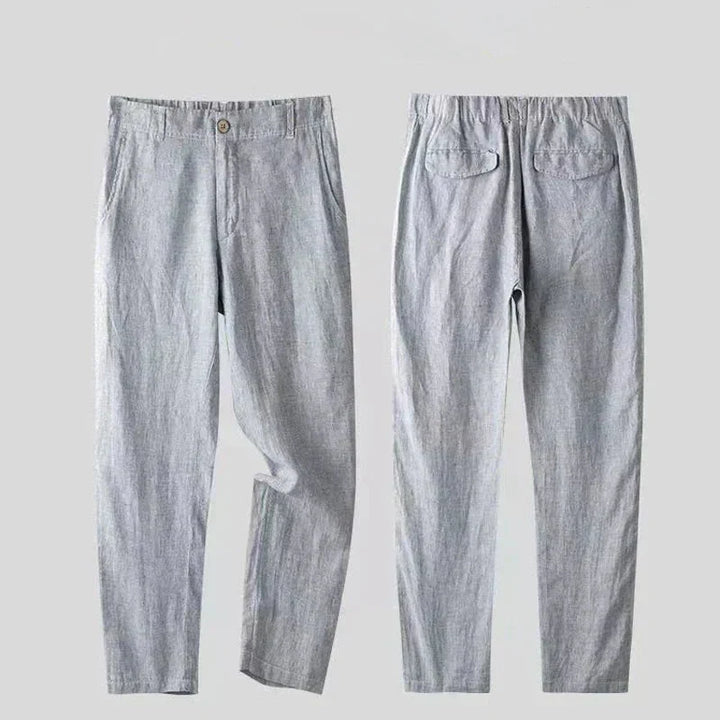 Terno masculino de linho para verão, altamente respirável e leve. Conforto em dias quentes.