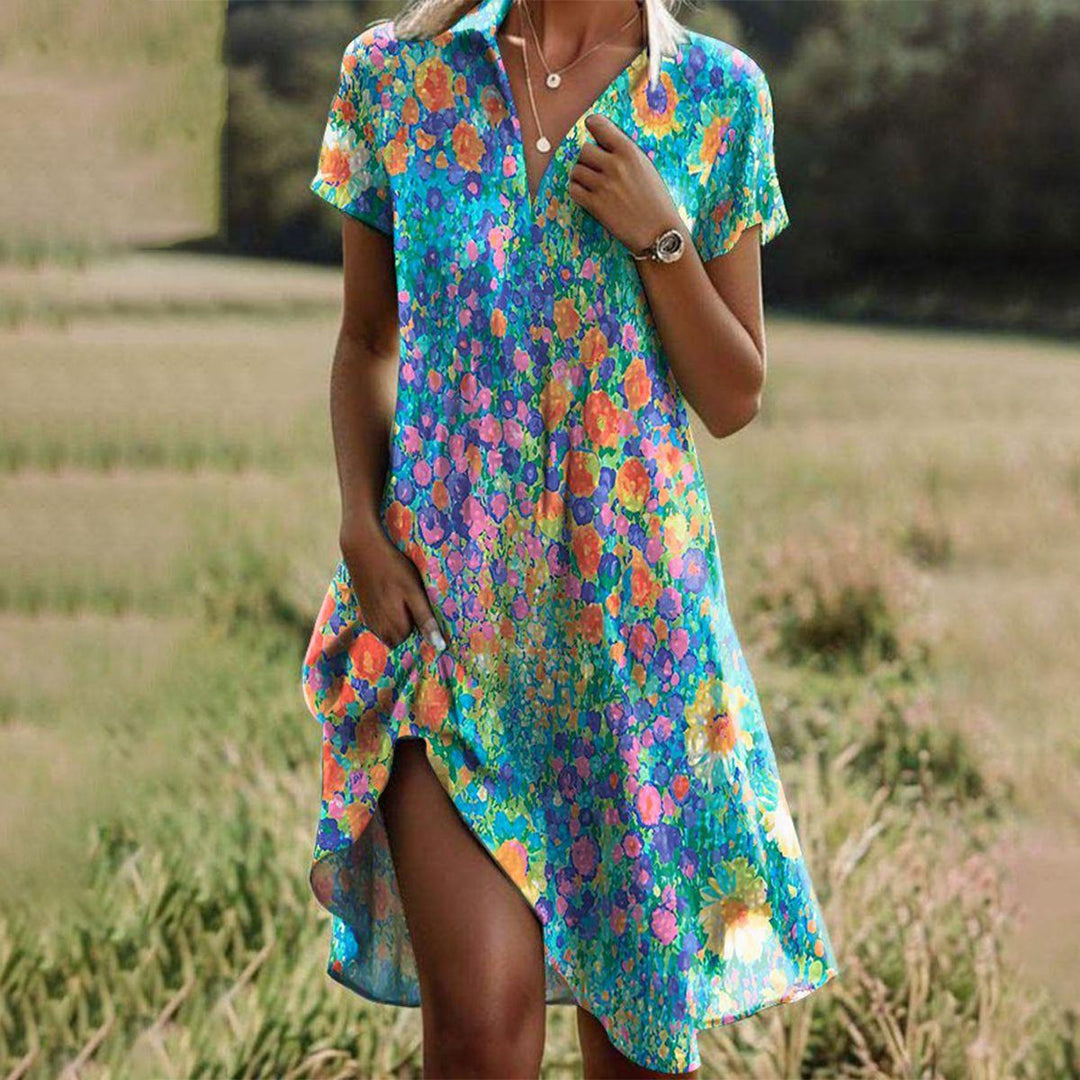 Vestido feminino de verão Carrie, estilo boho chic, fluido e elegante para dias quentes.