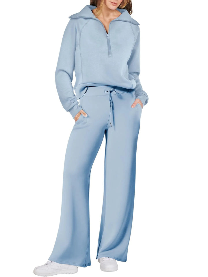 Lounge wear feminino Esmee. Conjunto versátil de duas peças para conforto em casa ou um look casual.