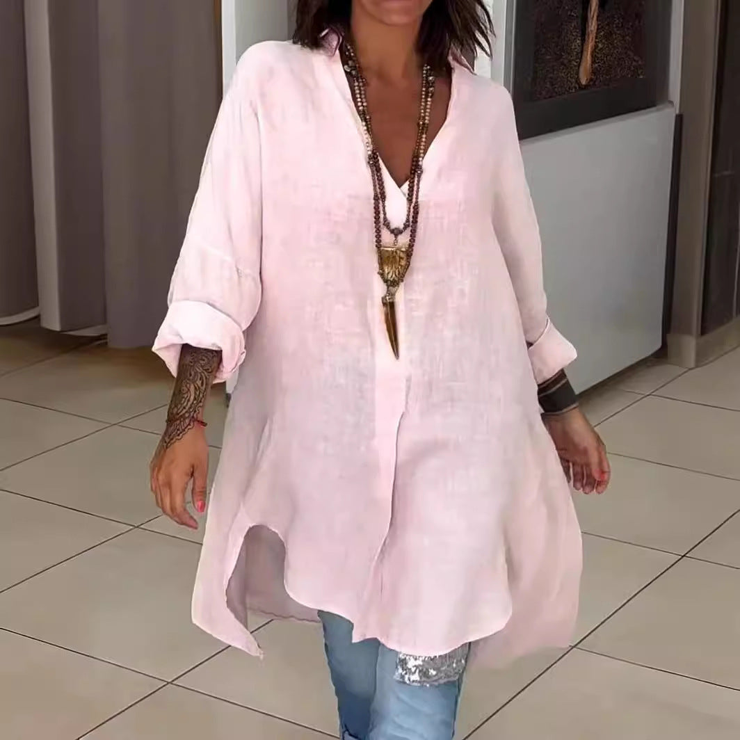 Túnica feminina Lou com caimento solto, roupa leve e fresca, perfeita para um look de verão descontraído.