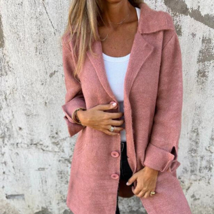 Casaco feminino casual elegante, comprimento médio, para outono inverno. Perfeito para o dia a dia.