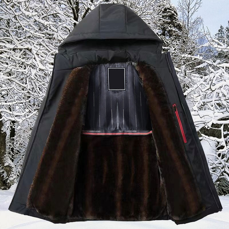Homem usando casaco masculino Limbert com capuz, perfeito para outono inverno, proporcionando calor e moda masculina.