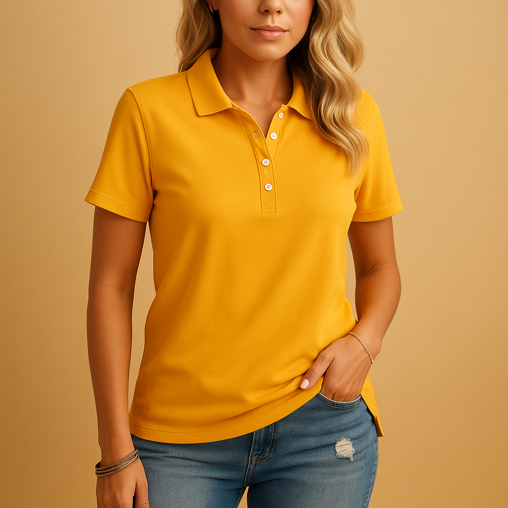 Camisa polo feminina para o verão: corte ajustado, elegante e casual chic. T-shirt moderna de manga curta e confortável.