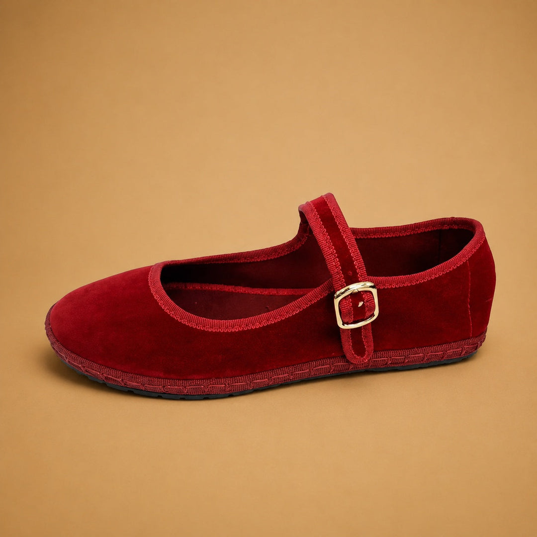 Sapatilhas de veludo femininas Mary Jane, confortáveis e elegantes, moda feminina versátil com correia.