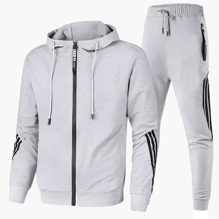 Fato de treino para homem com capuz, perfeito para treino, ginásio e moda desportiva casual.