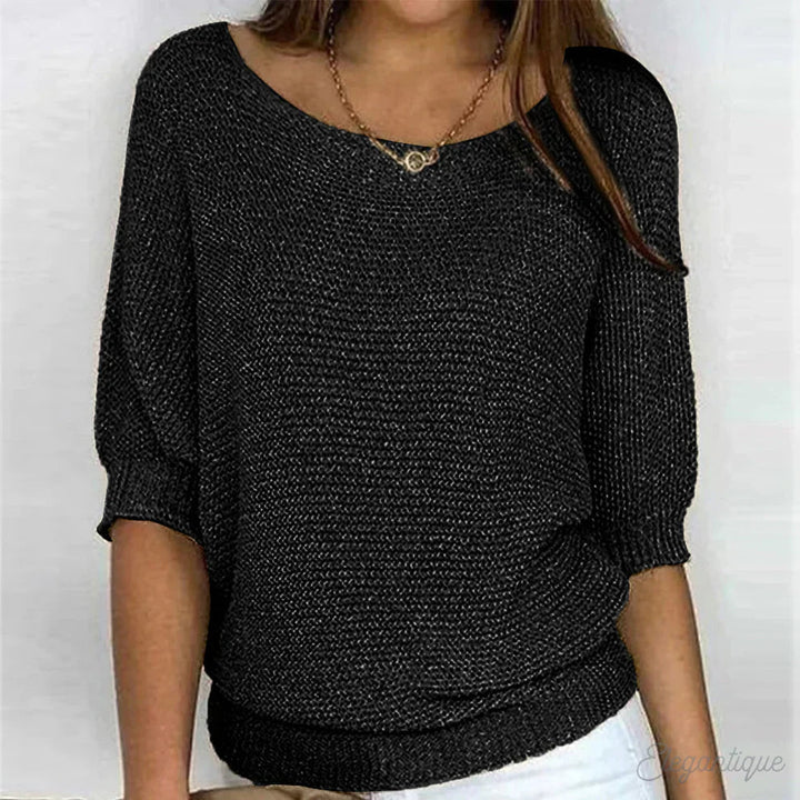 Padrão entrançado detalhado da camisola feminina, moda versátil para outono/inverno, manga comprida.