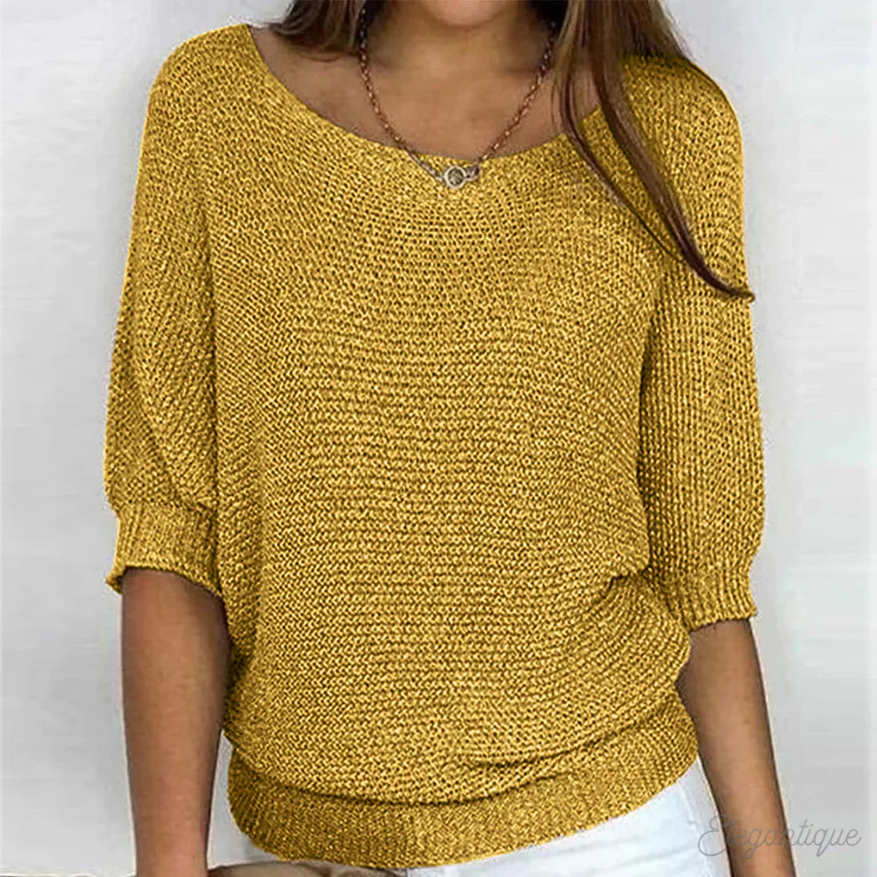Pulôver feminino casual com padrão entrançado, ideal para looks versáteis de manga comprida.