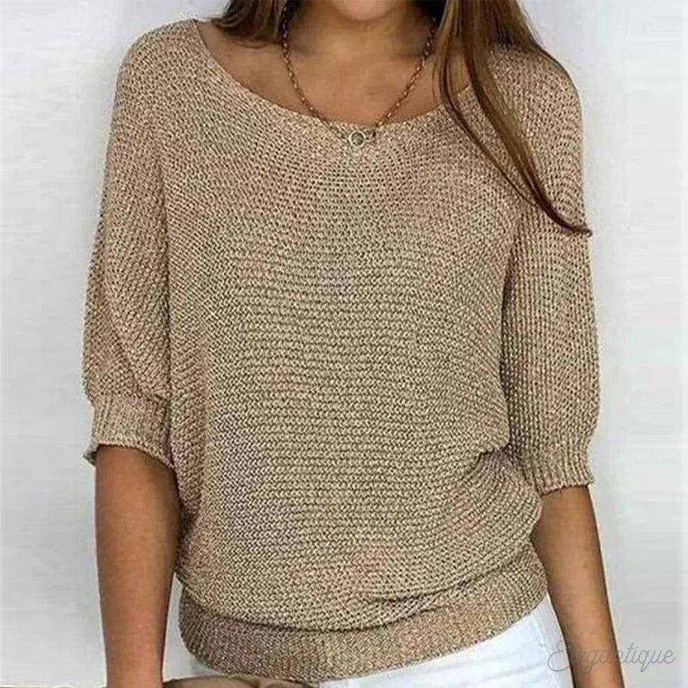 Camisola Feminina Elegante com Padrão Entrançado, conforto e estilo casual, ideal para o dia a dia.