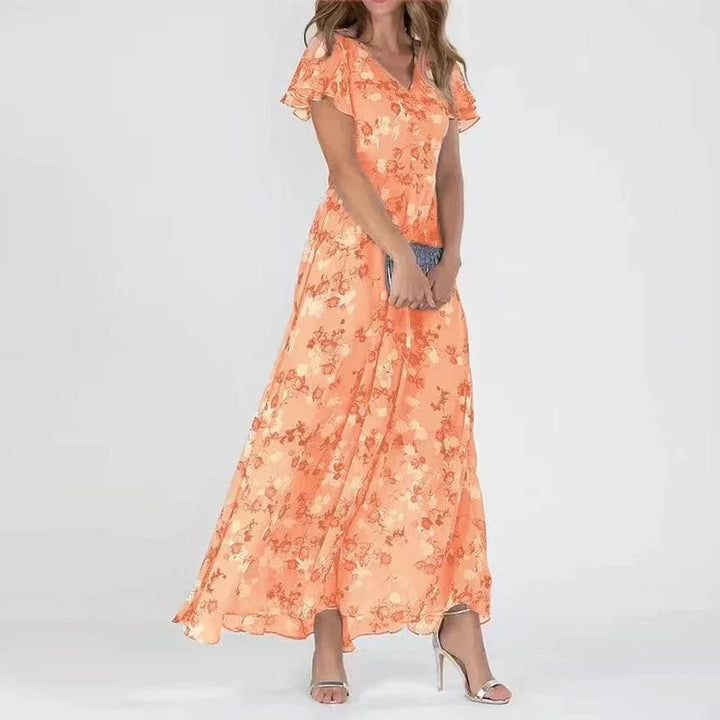 Vestido feminino de verão elegante e confortável com corte fluido. Peça colorida ideal para a moda casual.