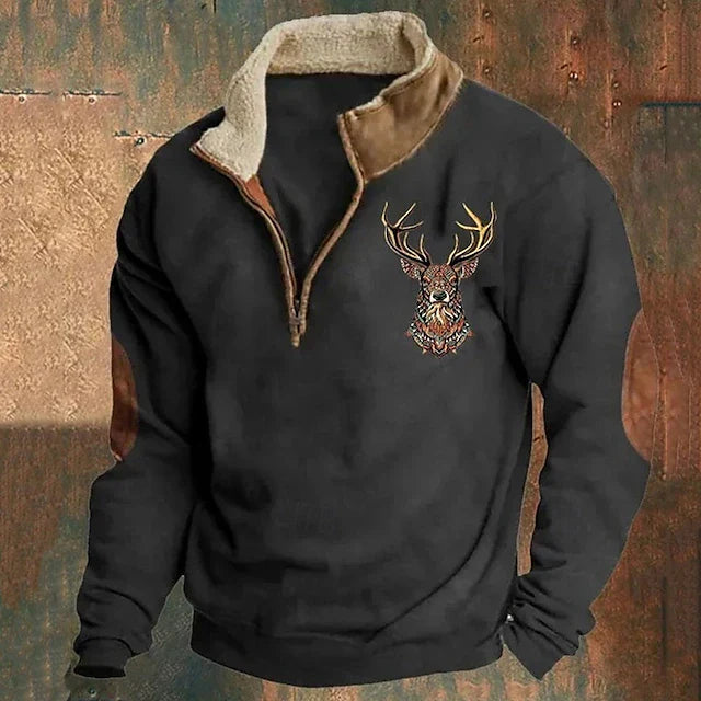 Agasalho masculino casual com zíper, oferecendo conforto e estilo moderno para o dia a dia.