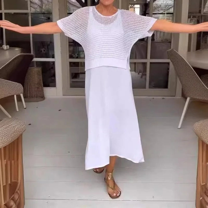 Roupa feminina de duas peças, um conjunto chique e confortável. Perfeito para estilo casual ou elegante.