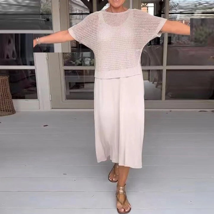 Conjunto feminino elegante e casual, duas peças para a primavera verão. Oferece estilo e conforto.