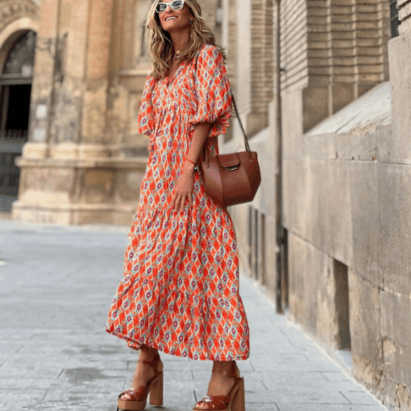 Vestido floral feminino, estilo versátil para primavera e verão, estampa viva e cheia de charme.