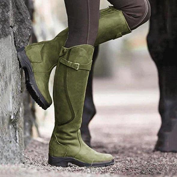 Sapatos de equitação femininos, impermeáveis e elegantes, com zíper, ideais para o dia a dia e atividades ao ar livre.