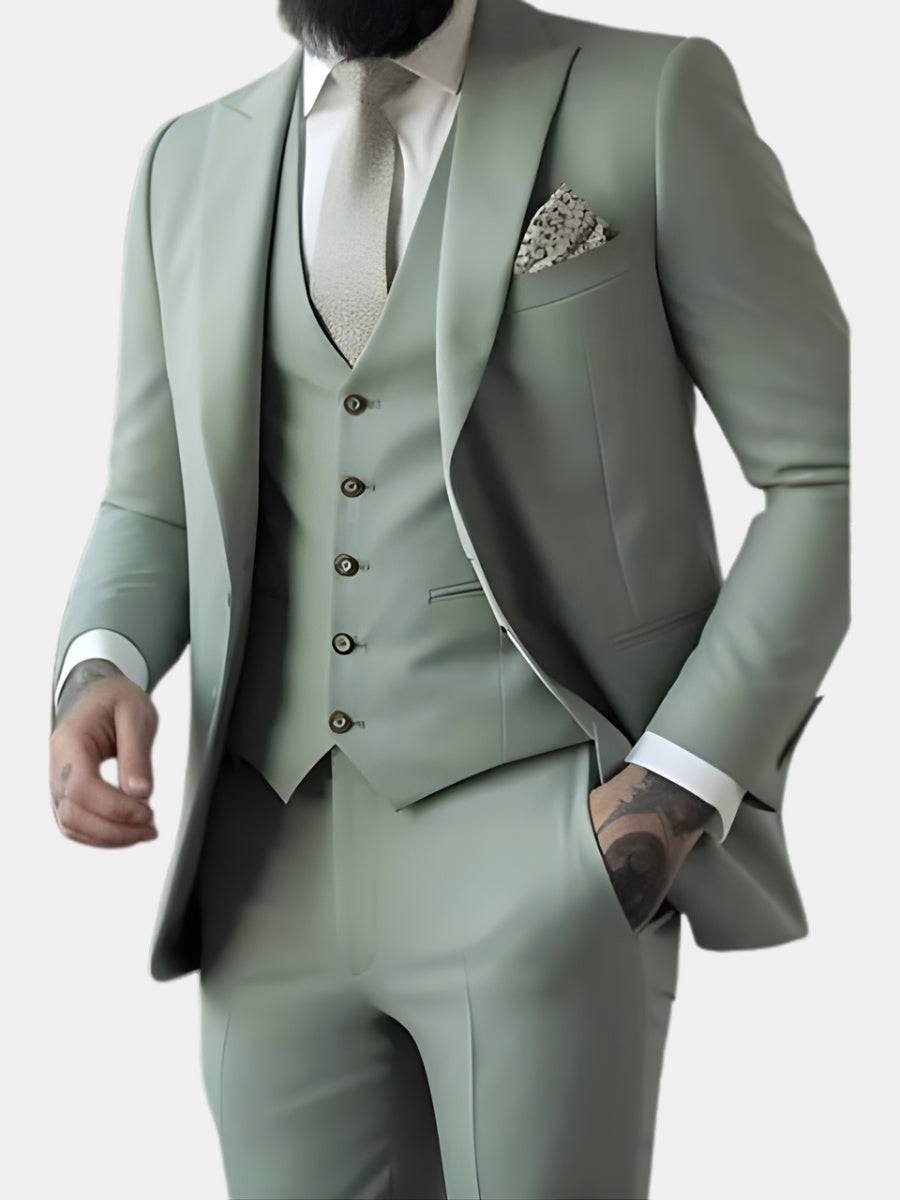 Fato de homem 3 peças smoking slim fit elegante, ideal para casamento e eventos formais.