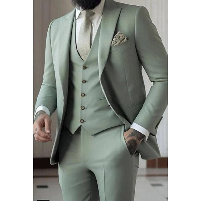 Conjunto masculino formal, fato smoking slim fit 3 peças em poliéster, disponível em várias cores.