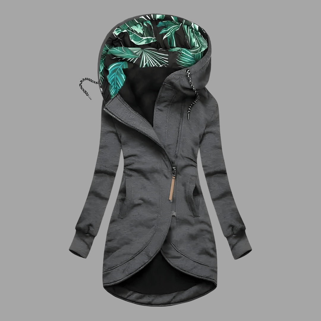 Casaco desportivo feminino com capuz e fecho éclair, perfeito para moda casual e roupa desportiva, super confortável.