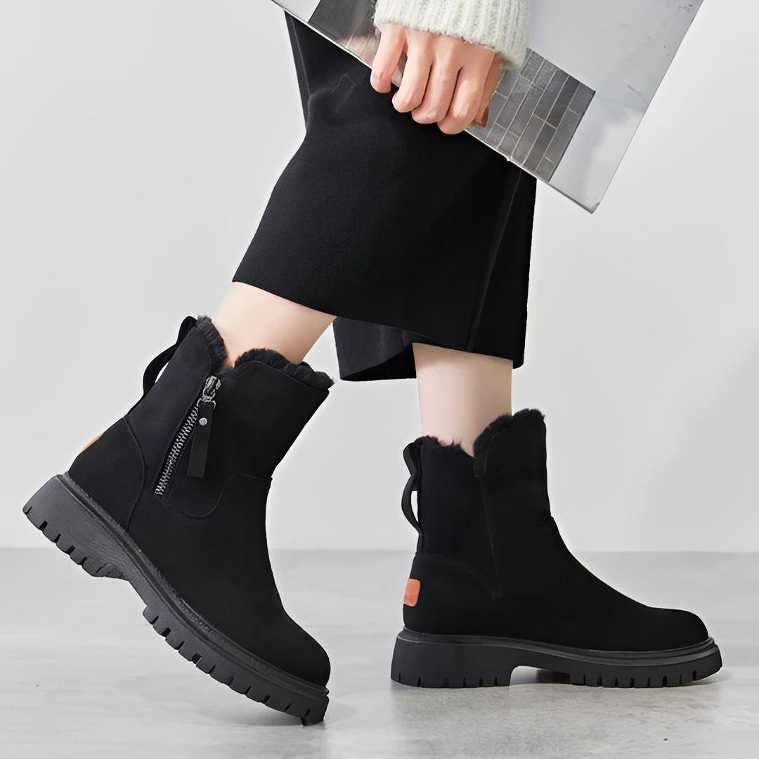 Botas femininas de inverno elegantes e quentes, ideais para o frio e neve, com design casual e confortável.