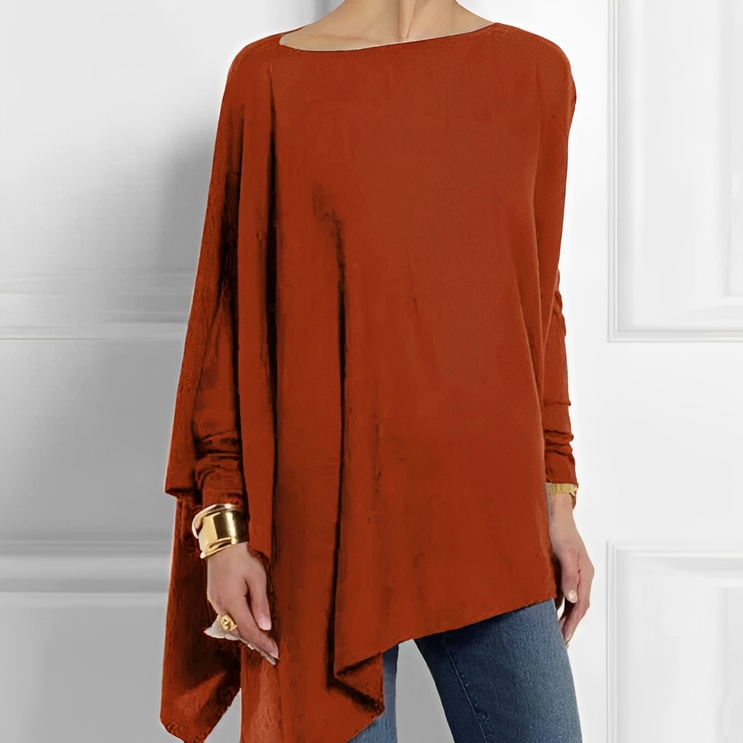 Blusa feminina de manga comprida, estilo folgado. Conforto e elegância para moda outono/inverno e tops casuais.
