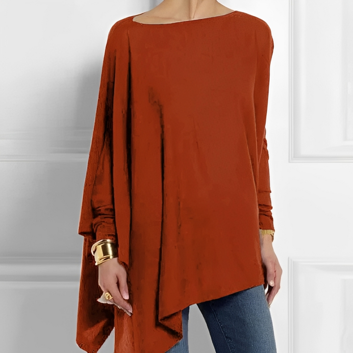 Blusa feminina de manga comprida, estilo folgado. Conforto e elegância para moda outono/inverno e tops casuais.