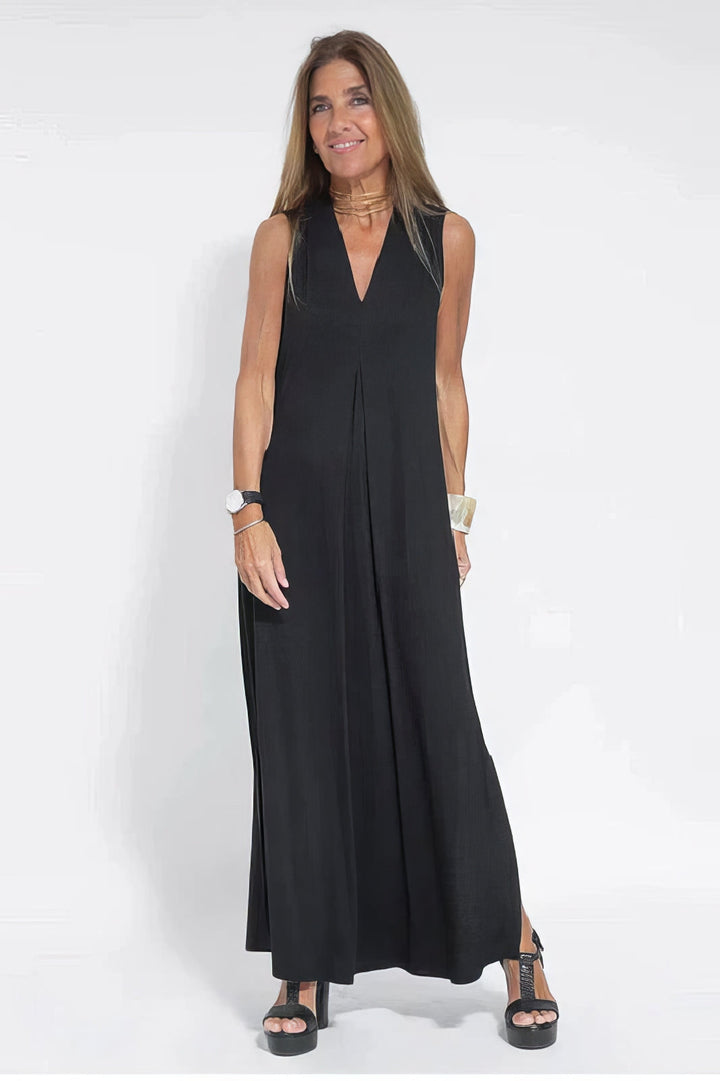Vestido longo bege feminino e cardigan, roupa casual elegante. Conforto e estilo para primavera verão.